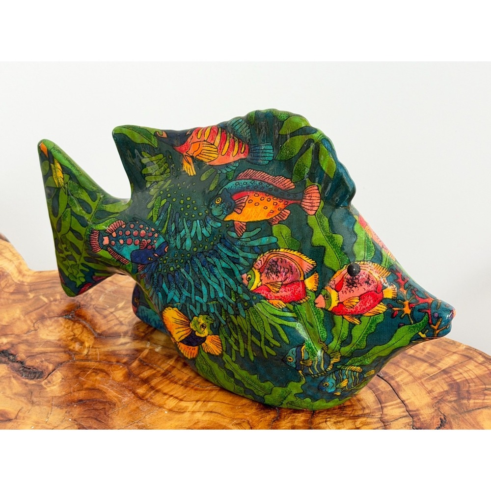 Vintage Ceramic Fish Tropical Figurine 9" Long Ocean Nautical Beach Coastal